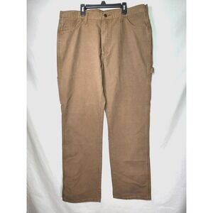 Dickies Carpenter Work Pants Mens 38x33.5 Brown Relaxed Fit Hammer Loop Cotton